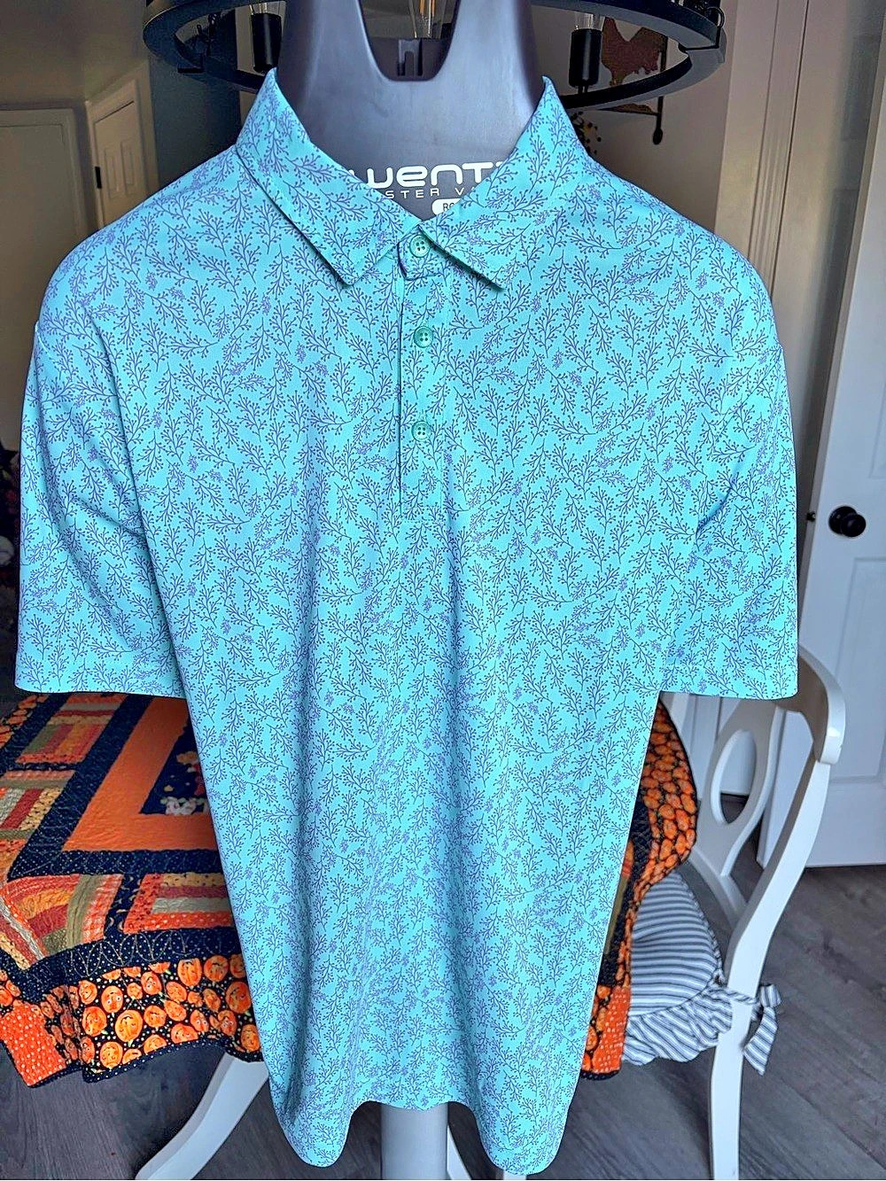 Psycho Bunny Floral Print Polo in Blue & Purple Like New